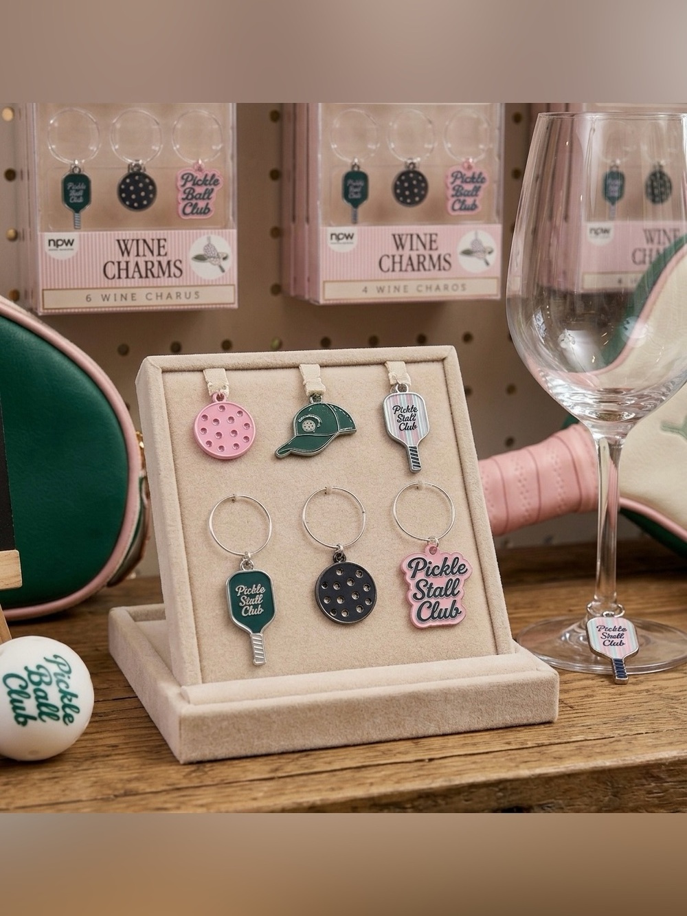 🏓🍷 NPW Pickleball Wine Charms Set | 6 Pc Hostess Gift | NWT